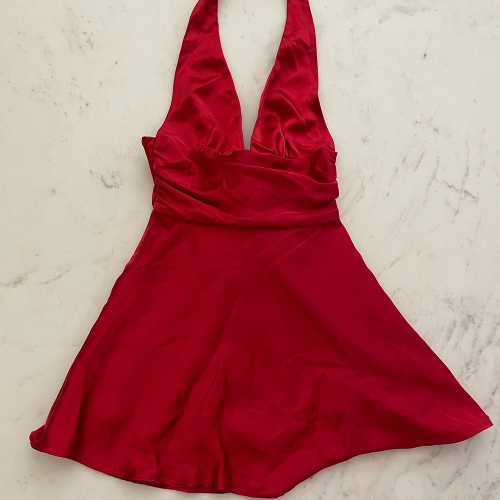 NWOT ZARA satin halter dress - Picture 2 of 7